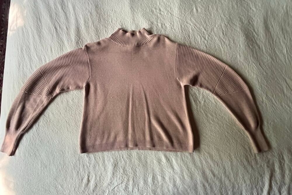 Topshop Mauve Rose Knit Balloon Sleeve Sweater Size 6